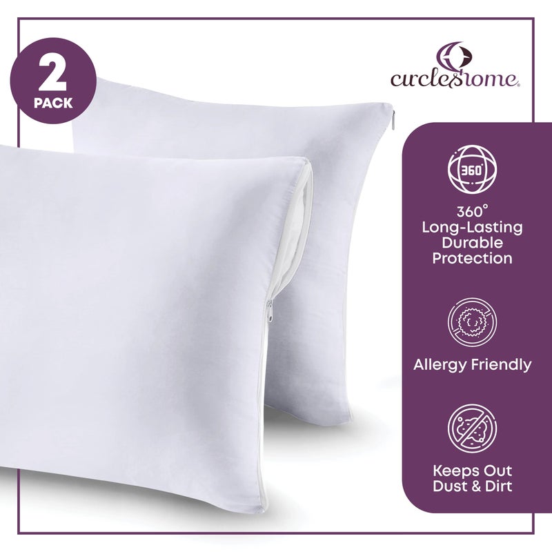 CIRCLESHOME European Pillow Protectors - 100% Cotton Breathable Pillowcases - 26 X 26 Square Pillowcases - Protects Pillows from Dirt, Dust and Debri (European- 2 Pack- 26x26) - Image 3